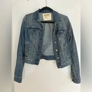 Vintage Garage Denim Jean Jacket with Sun Fading
